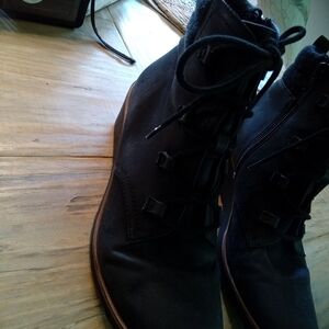 Life Stride Zone Velocity 2 Black Lace-Up Wedge Ankle Boots 2" Heel Size 10